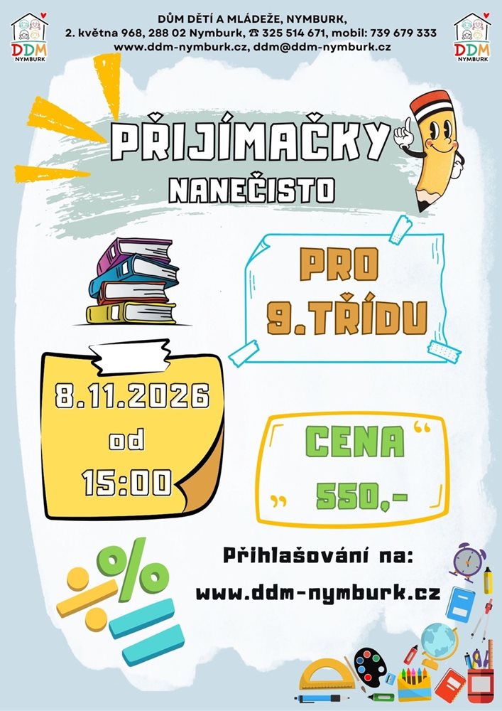Plakát Přijímačky nanečisto pro 9. třídu - 8. 11. 2026